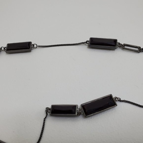 Red Chain Necklace‎ Stone Plastic Black Dark Geomet - Picture 6 of 7